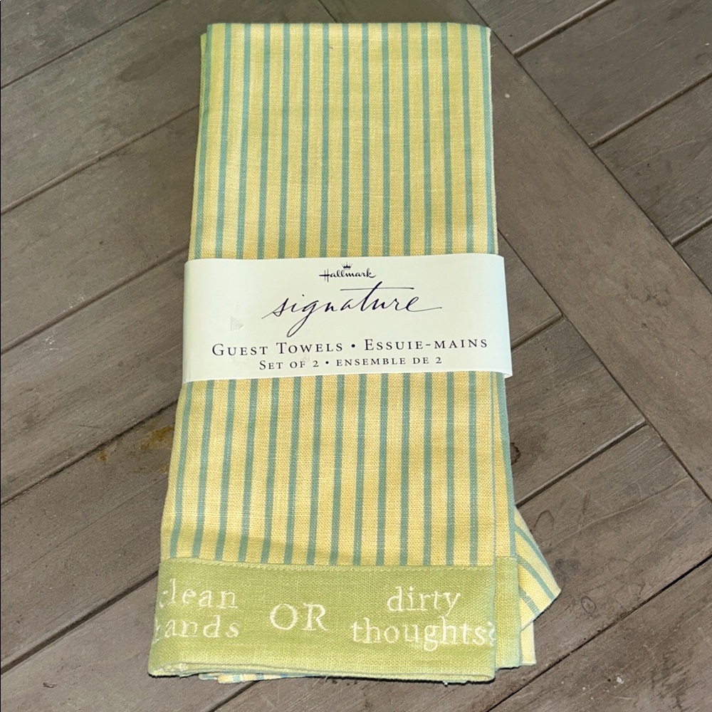 New Hallmark Signature Striped‎  Guest Towels Clean Hands Dirty Thoughts